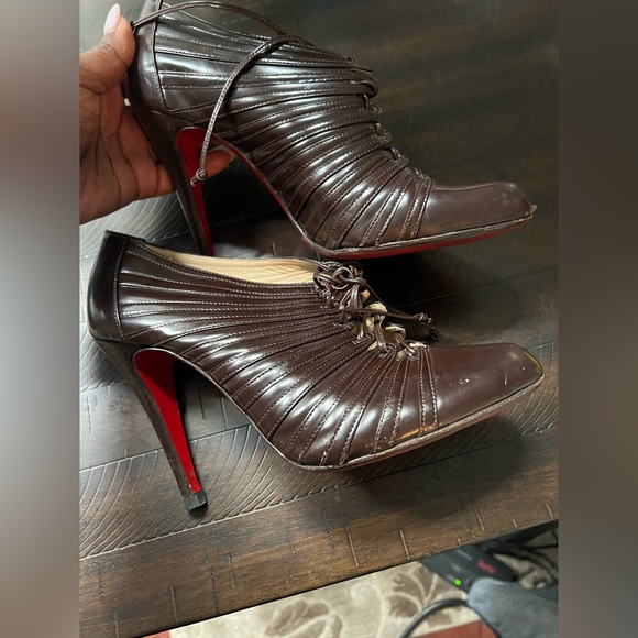 CHRISTIAN LOUBOUTIN BROWN INVERNESS APOLLO BOOTIES - Picture 5 of 8